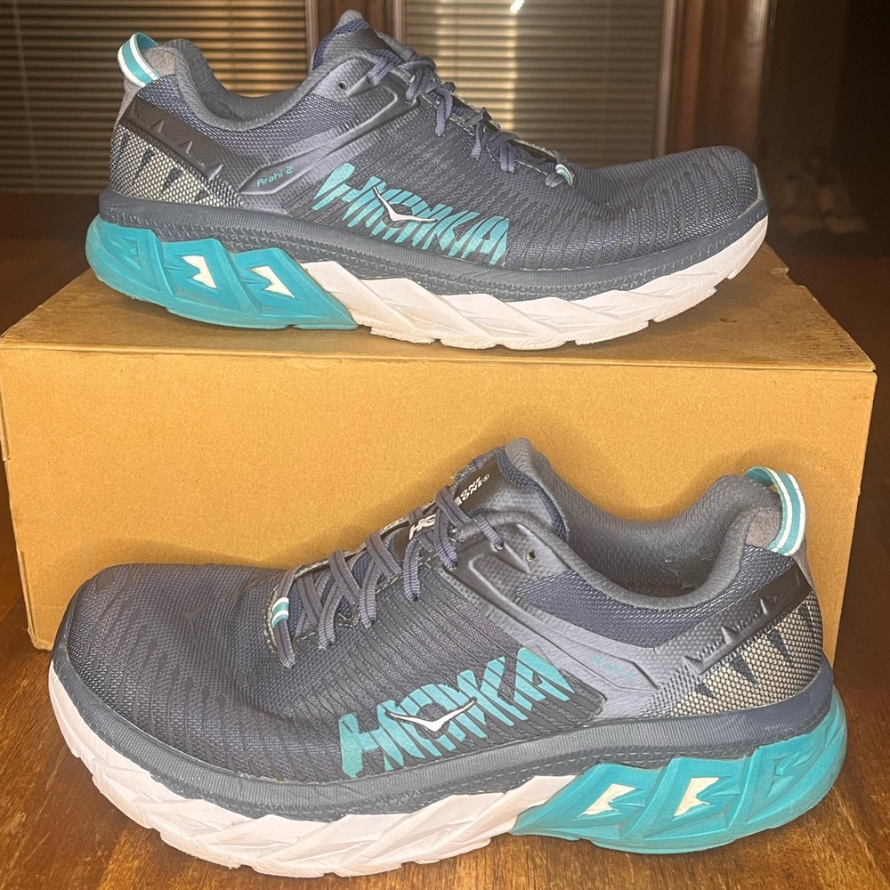 Hoka One One Arahi 2 Women's Running Shoes Blue White WIDE Size 9.5 D
